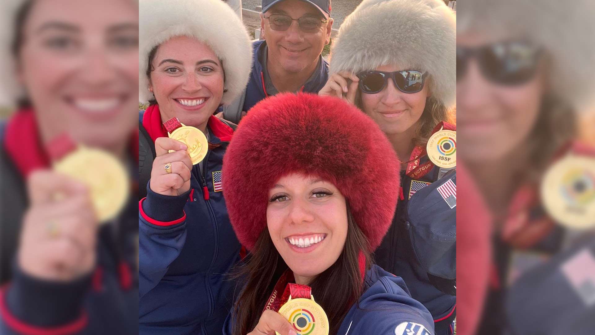 Caitlin Connor, Dania Vizzi and Austen Smith with gold medals