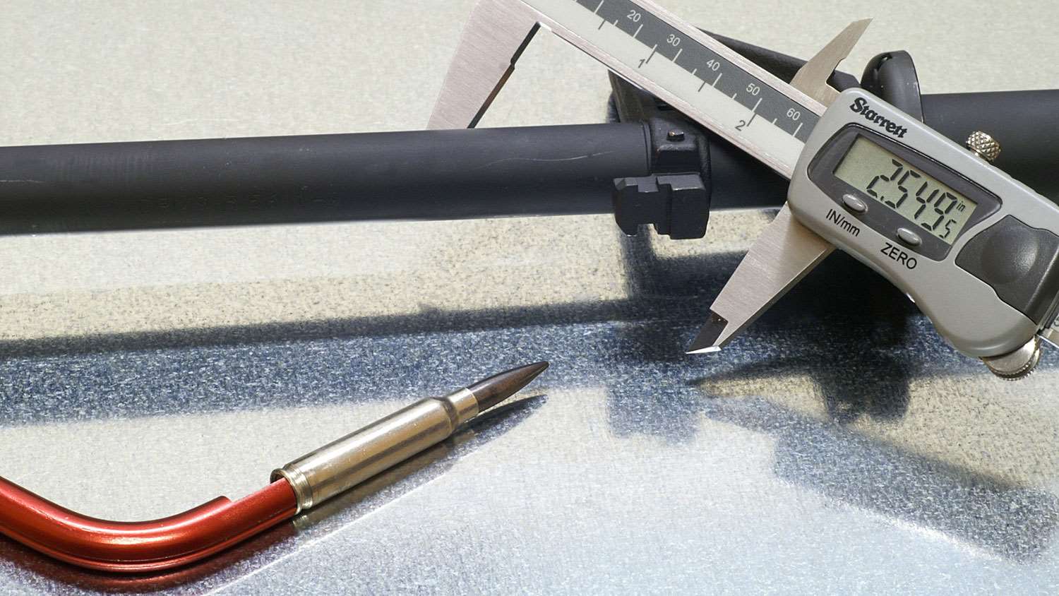 This Hornady LNL Overall Length Gauge is designed to show the bullet seating depth that touches the lands with a particular bullet. (Glen Zediker)