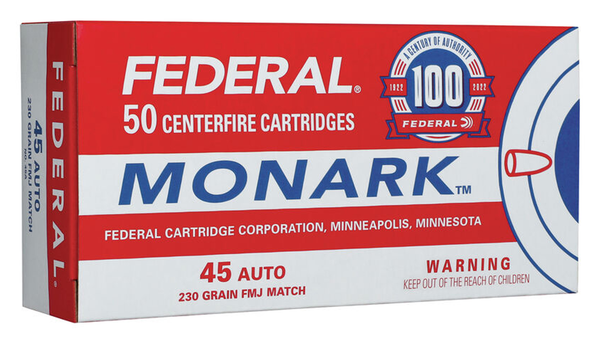 Federal Monark Match .45 auto ammo box
