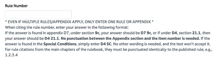 Example of rule citation box on the NROI certification exam