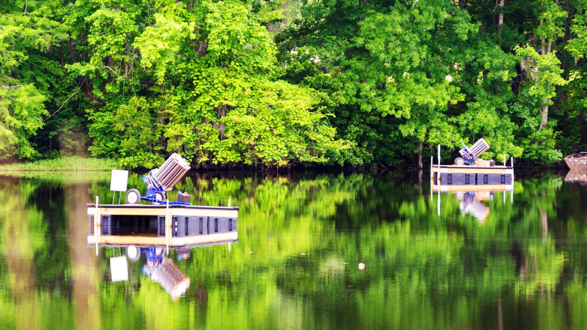 Sporting clays traps on the water