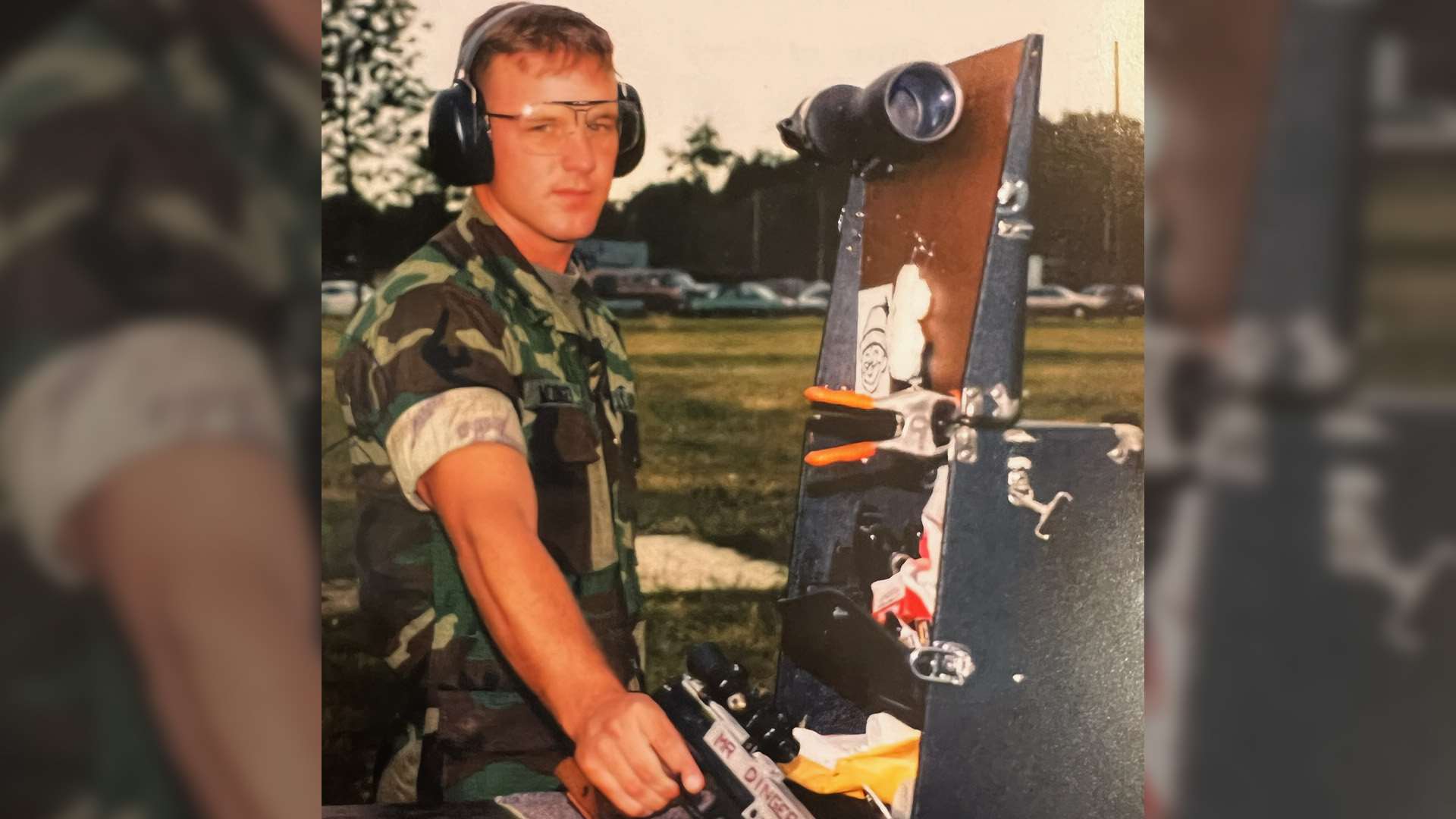 Sgt. Jason Meidinger with a pistol