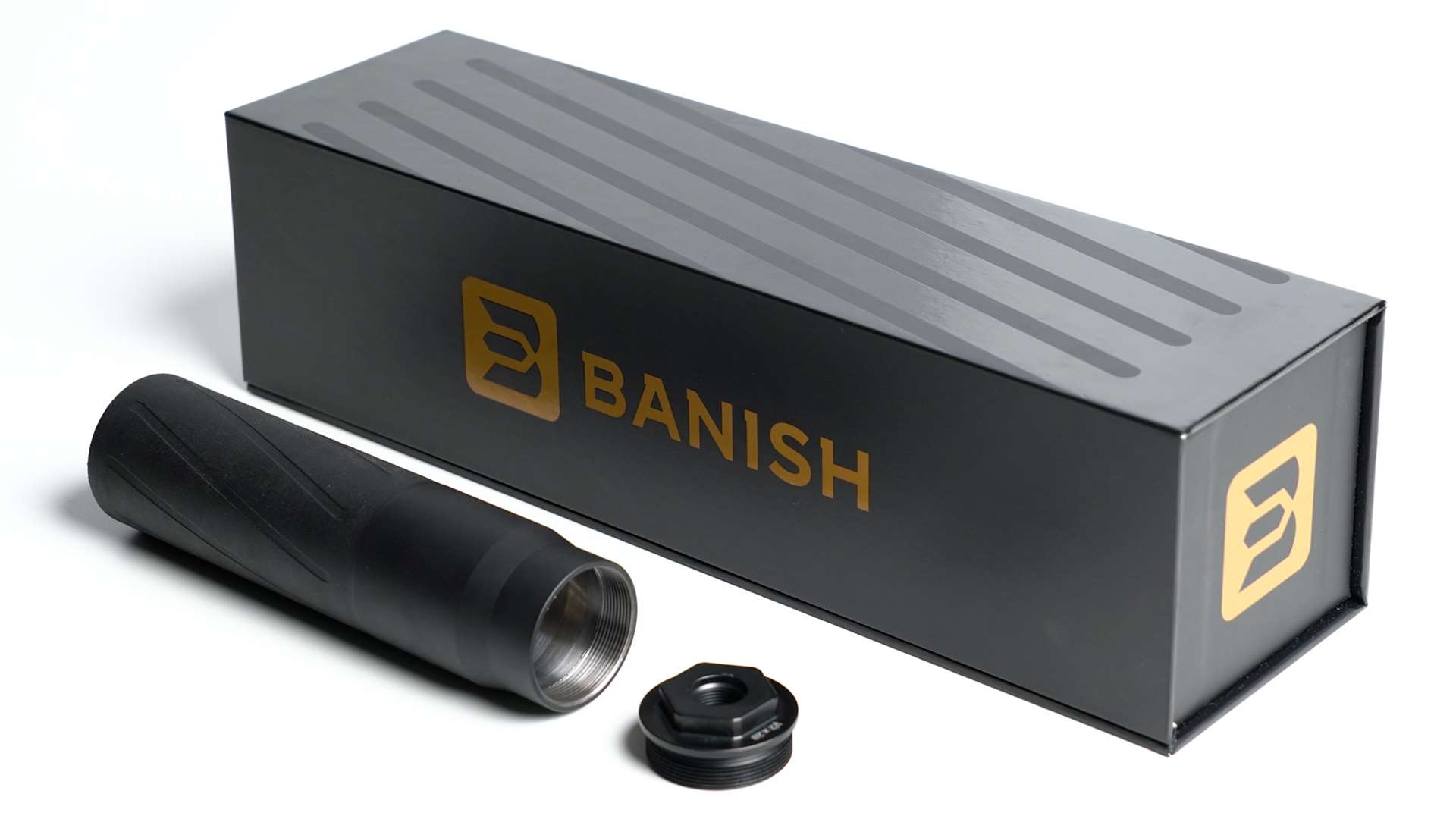 Banish 556 suppressor and box