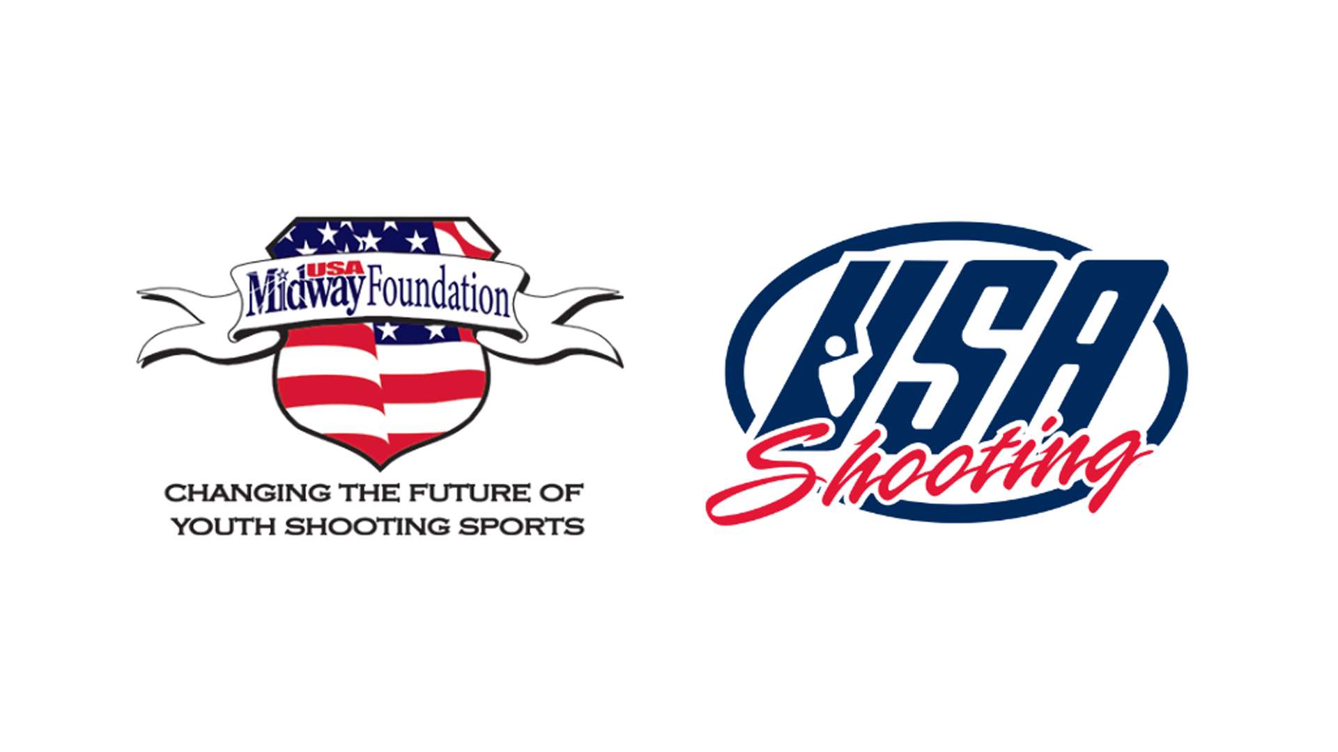 MidwayUSA Foundation logo and USA Shooting logo on a white background