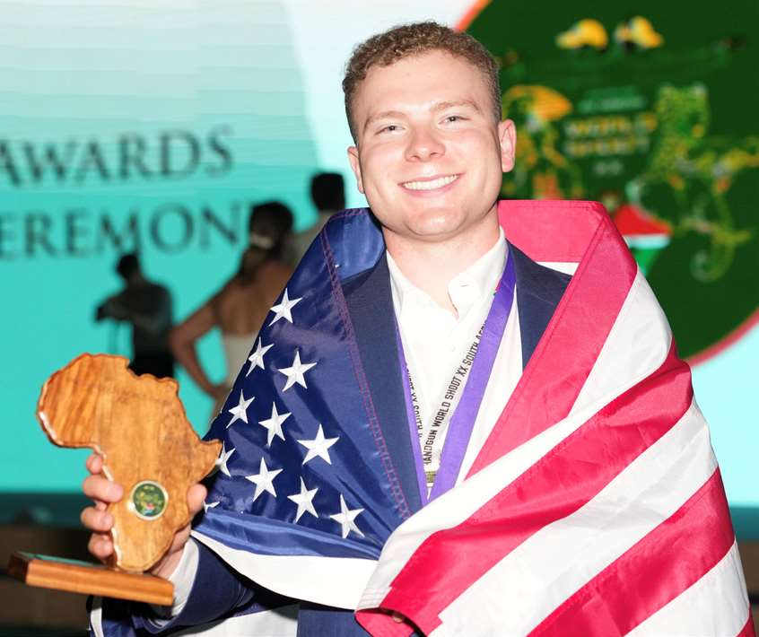 Christian Sailer at the 2025 IPSC Handgun World Shoot awards ceremony in South Africa