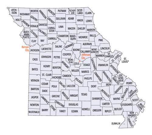 Missouri County map