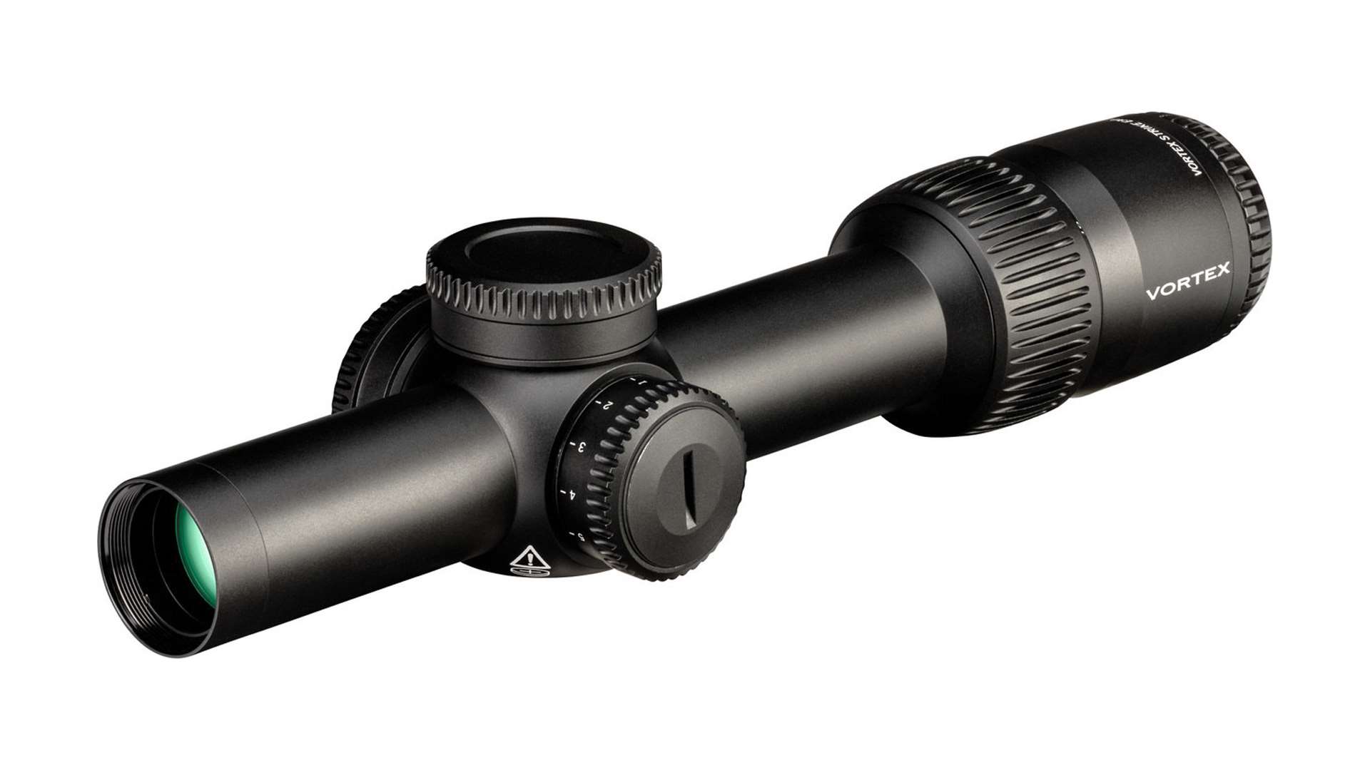 Vortex Strike Eagle 1-10x24 FFP optic side view on white background