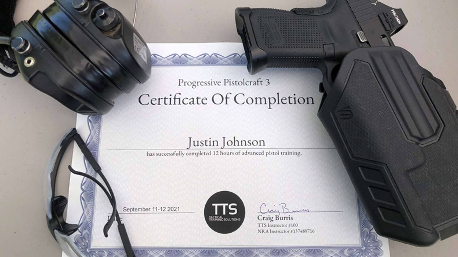 Justin Johnson and certificate