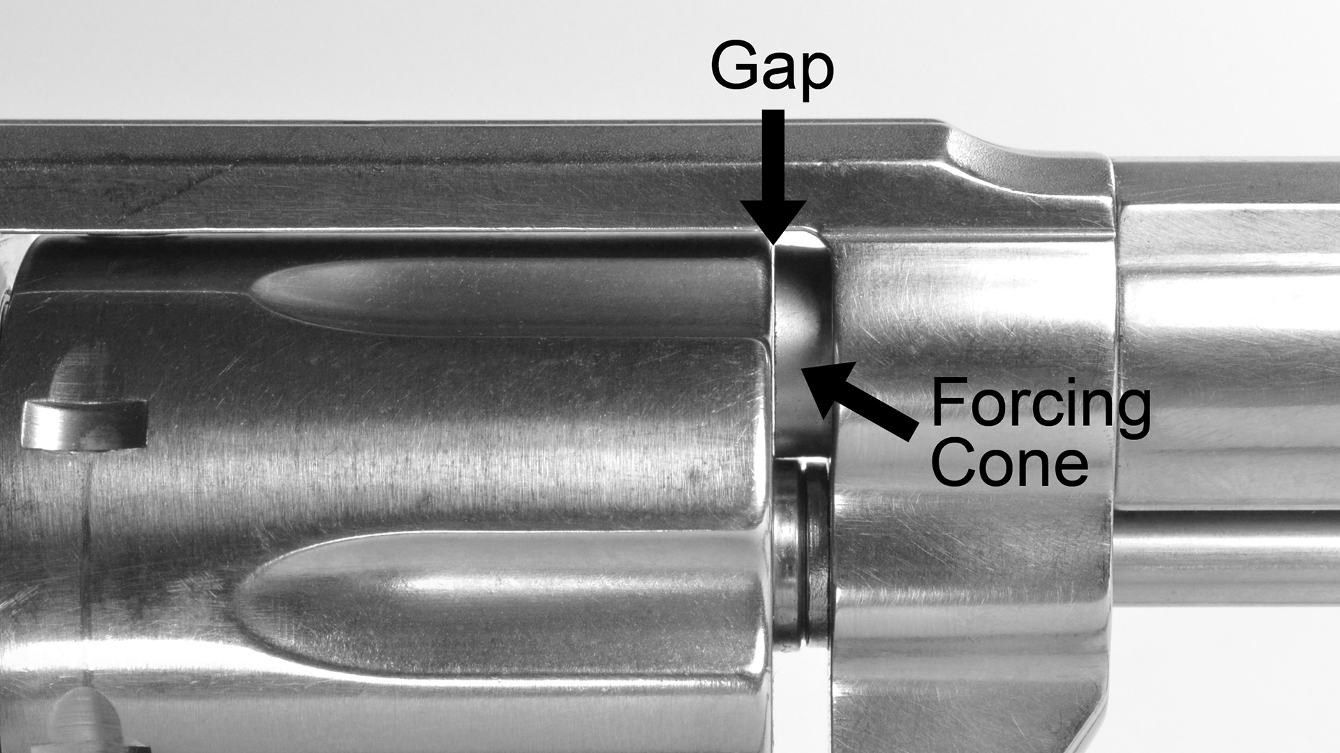 Side view of revolver forcing cone area