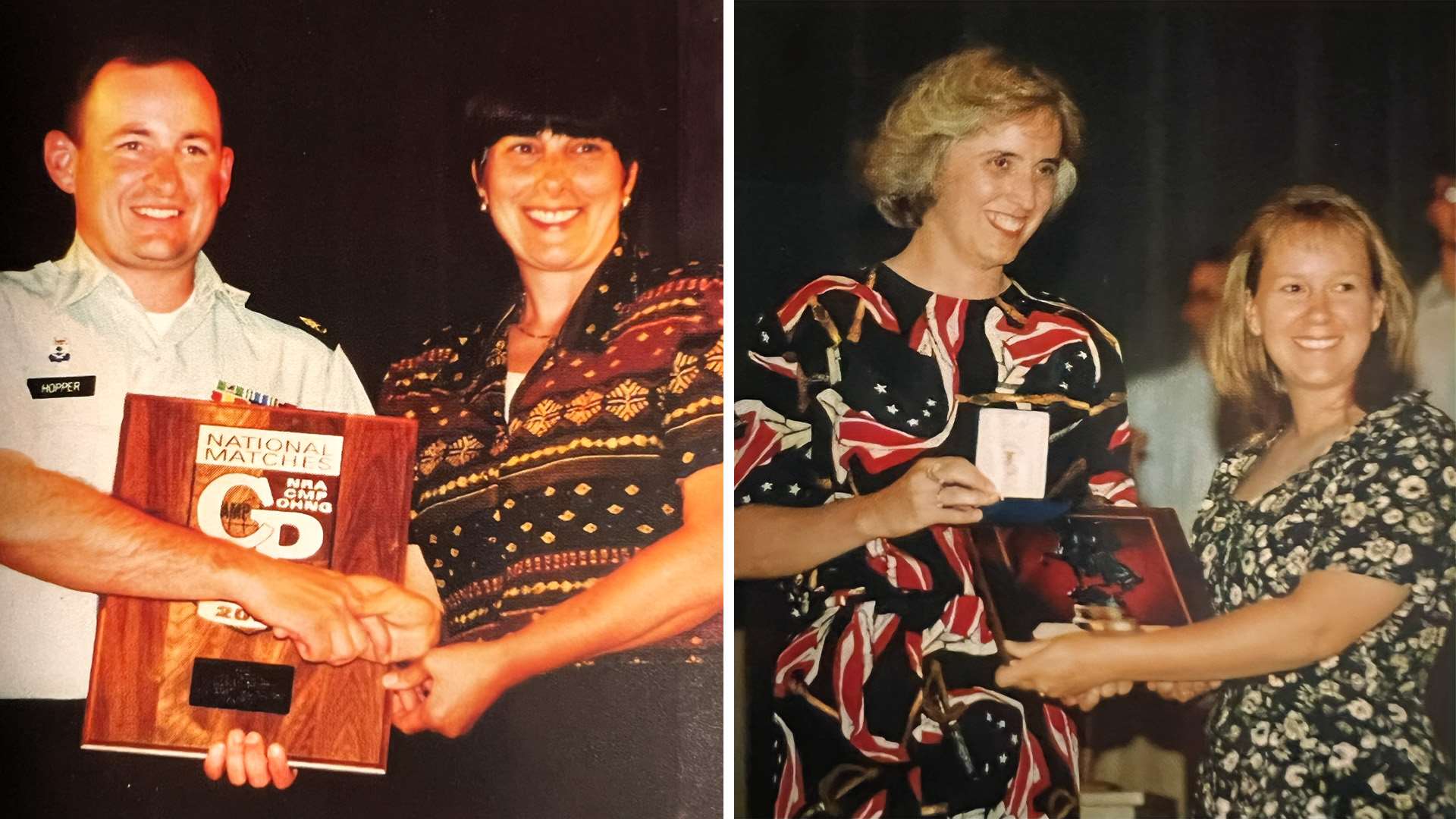 Patti Clark and Edie Reynolds give awards at 2000 National Matches