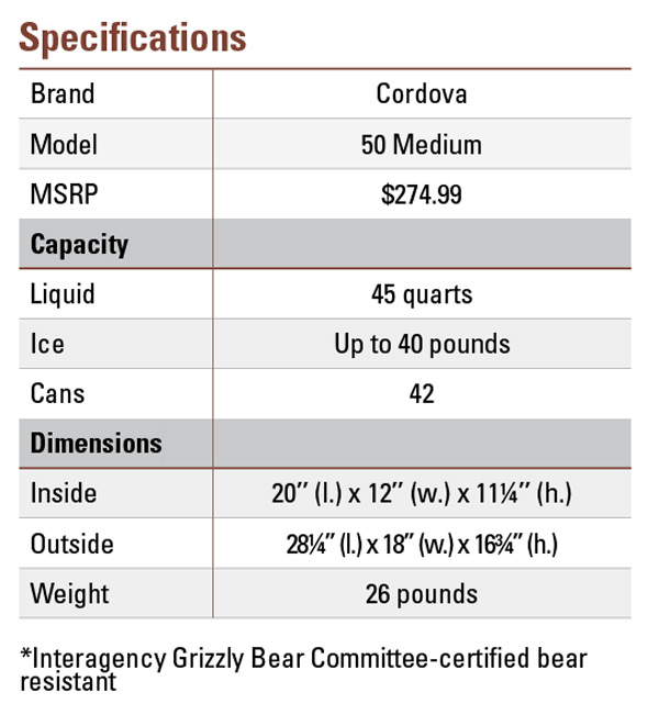 Cordova 50 Medium Chest Cooler | Specifications