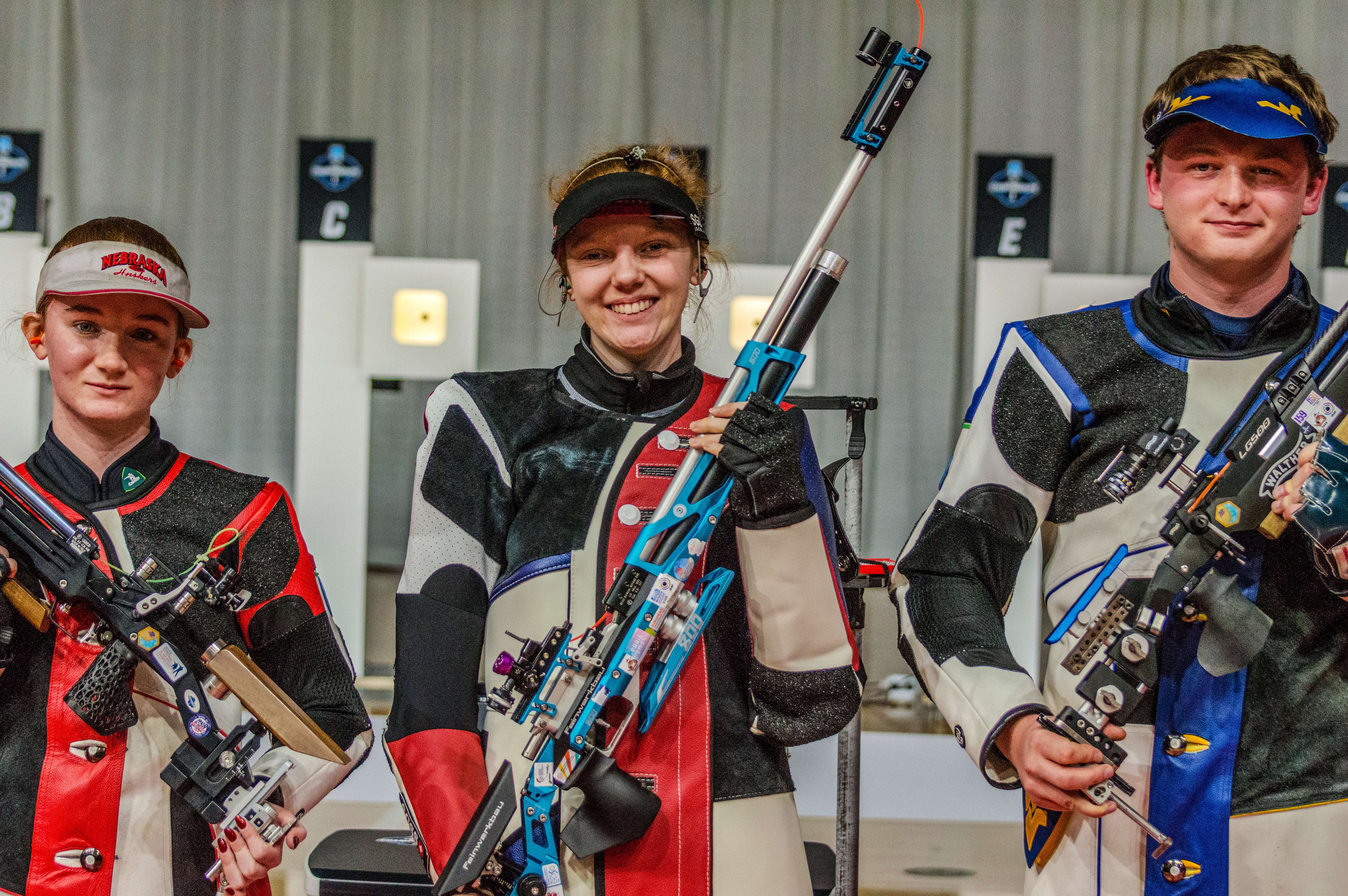2026 NCAA air rifle championship top three: Katlyn Sullivan, Audrey Gogniat and Griffin Lake