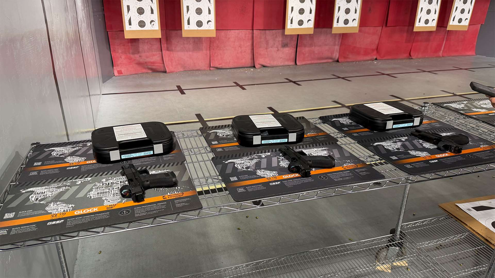 Glock Gen6 handguns on the range before shooting