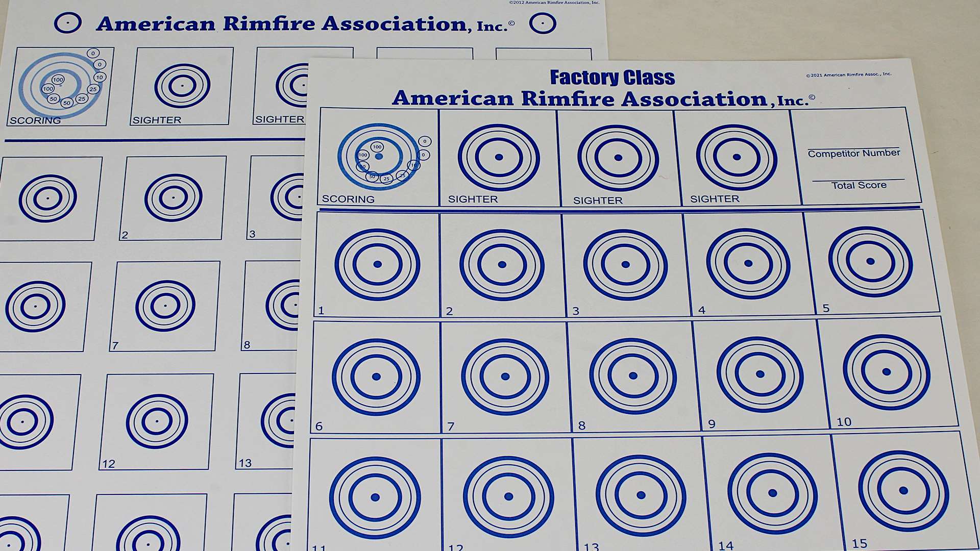 ARA targets for Factory Class rifles and Unlimited Class rifles