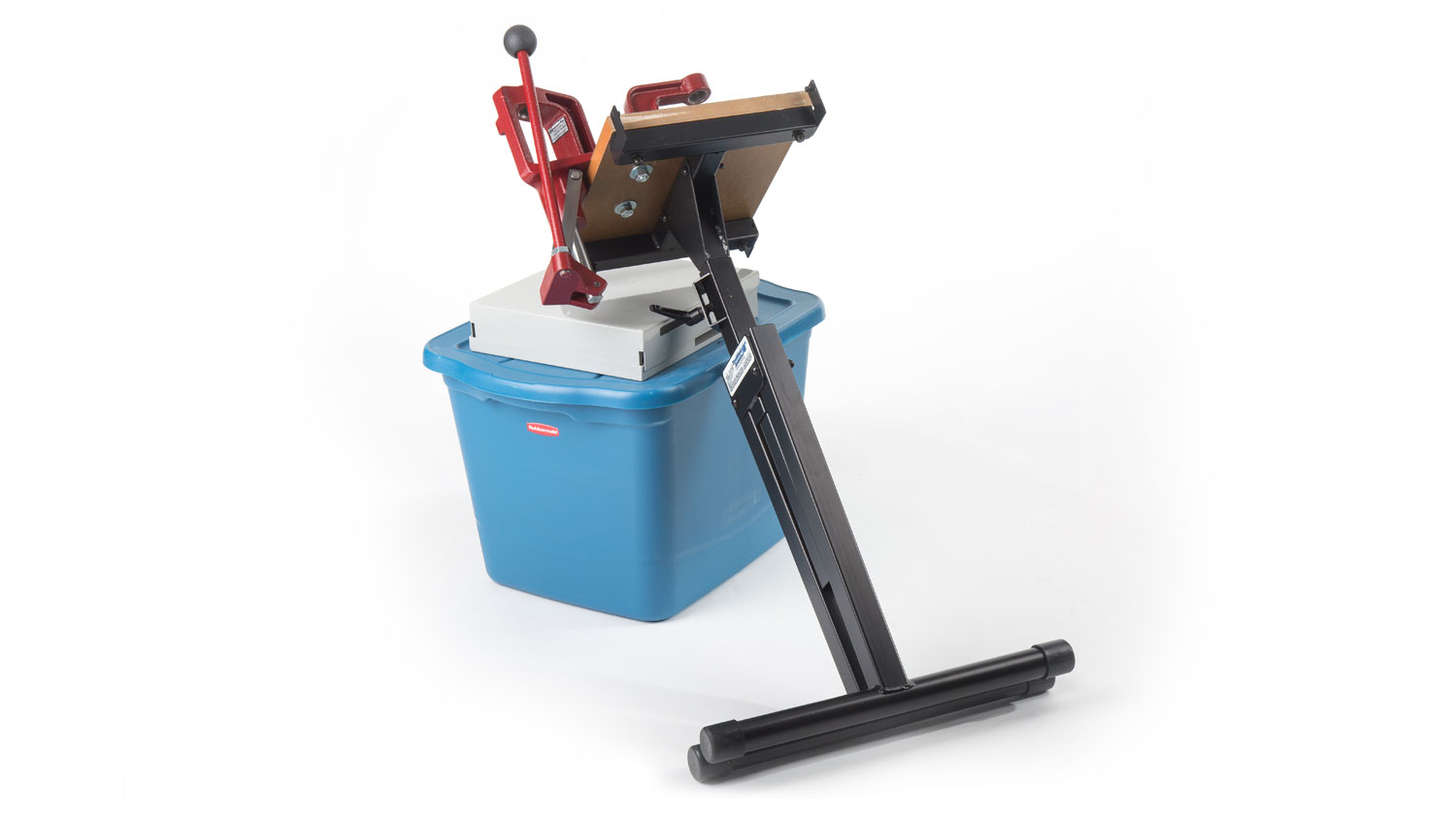 This entire, bench-mounted reloading setup folds easily for storage or transport.