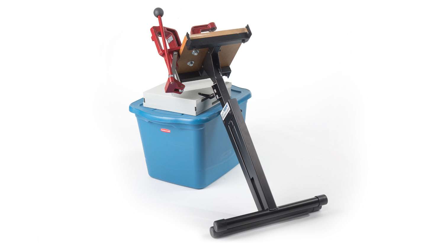 This entire, bench-mounted reloading setup folds easily for storage or transport.