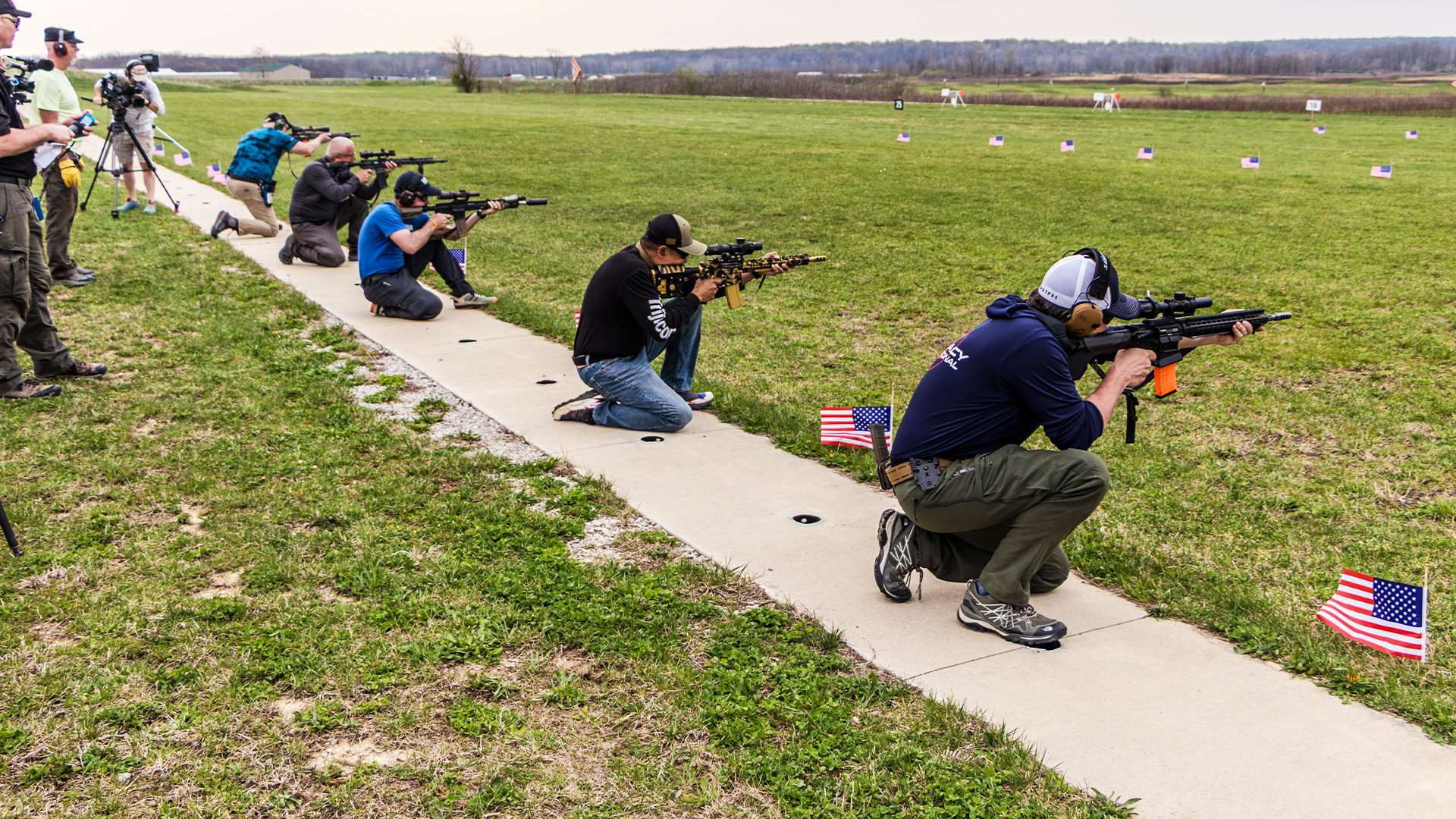 Competitors at Camp Atterbury range for NRA ARC Level 1 live-fire training