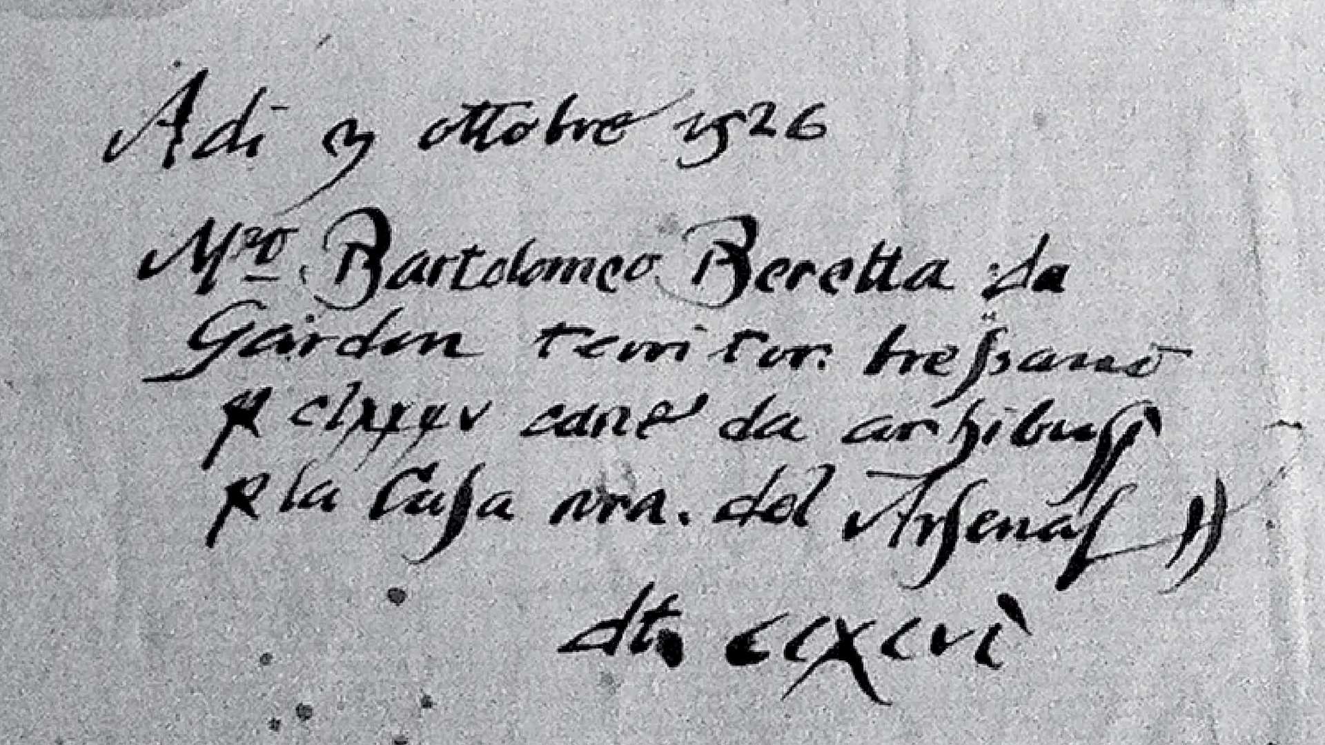 Mastro Bartolomeo Beretta 1526 invoice