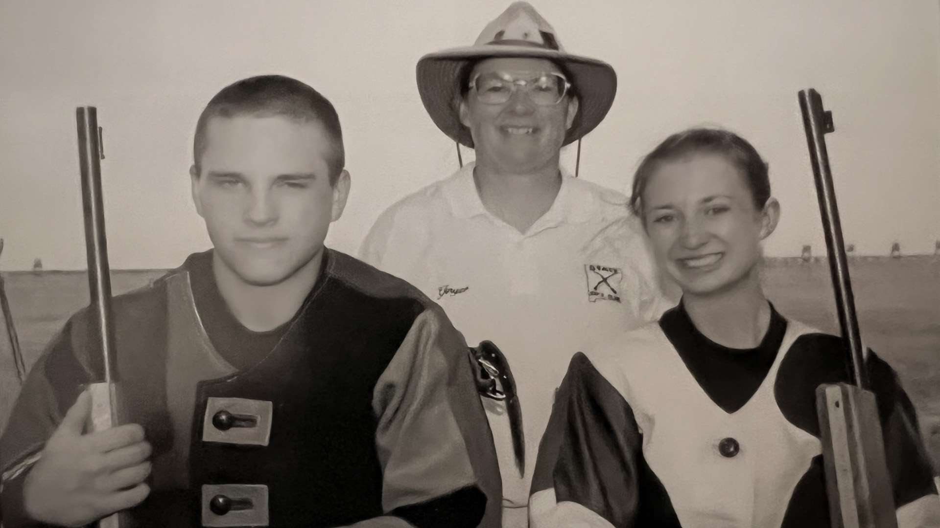 Nathan Tracey, Virginia McLemore and Christine McLemore with rifles at Camp Perry in 1998