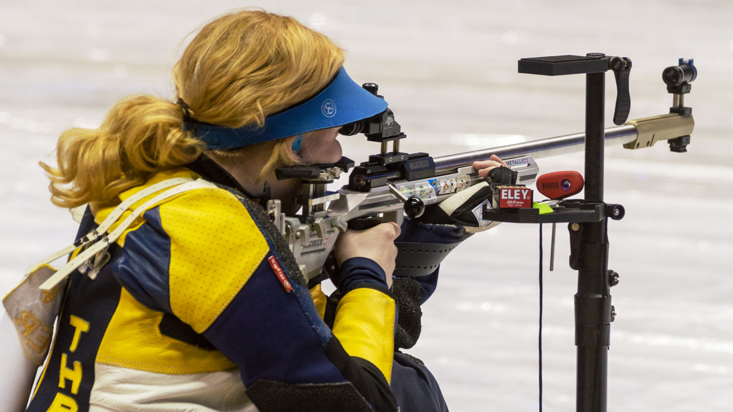 Thrasher on the firing line at the 2019 NCAA Rifle Championships