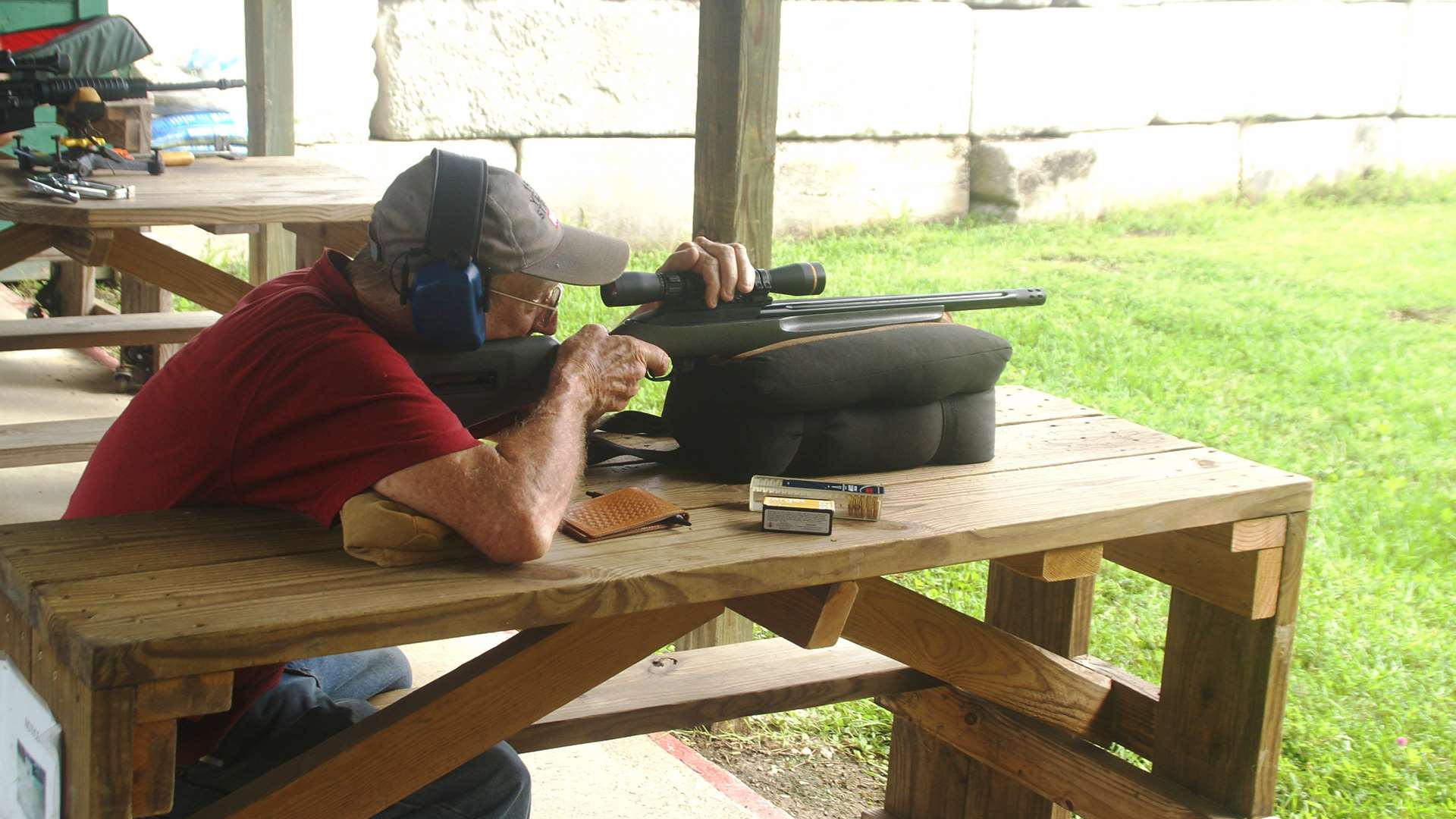 Ruger Left-Hand 10/22 Competition rifle with Leupold optic on bags