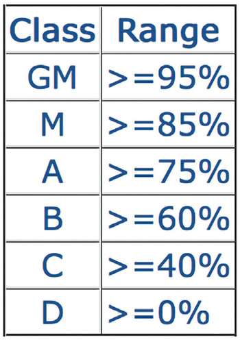 Steel Challenge Classification Table