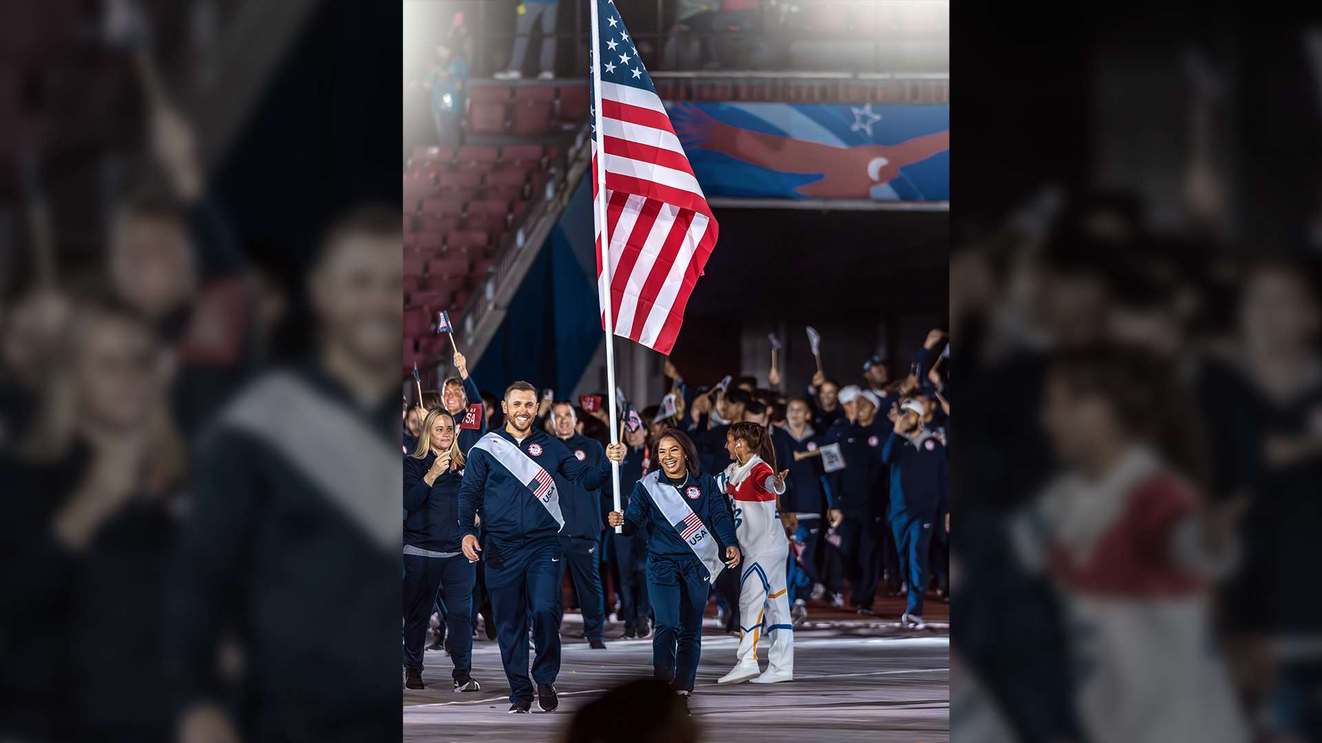 Vincent Hancock U.S. flag bearer