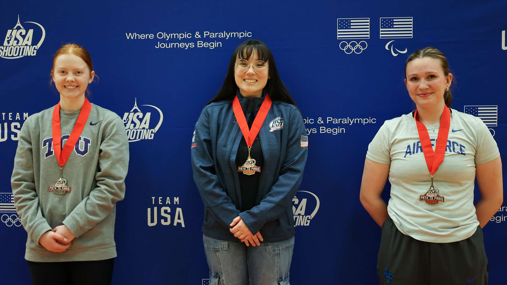 Smallbore rifle women&#x27;s podium