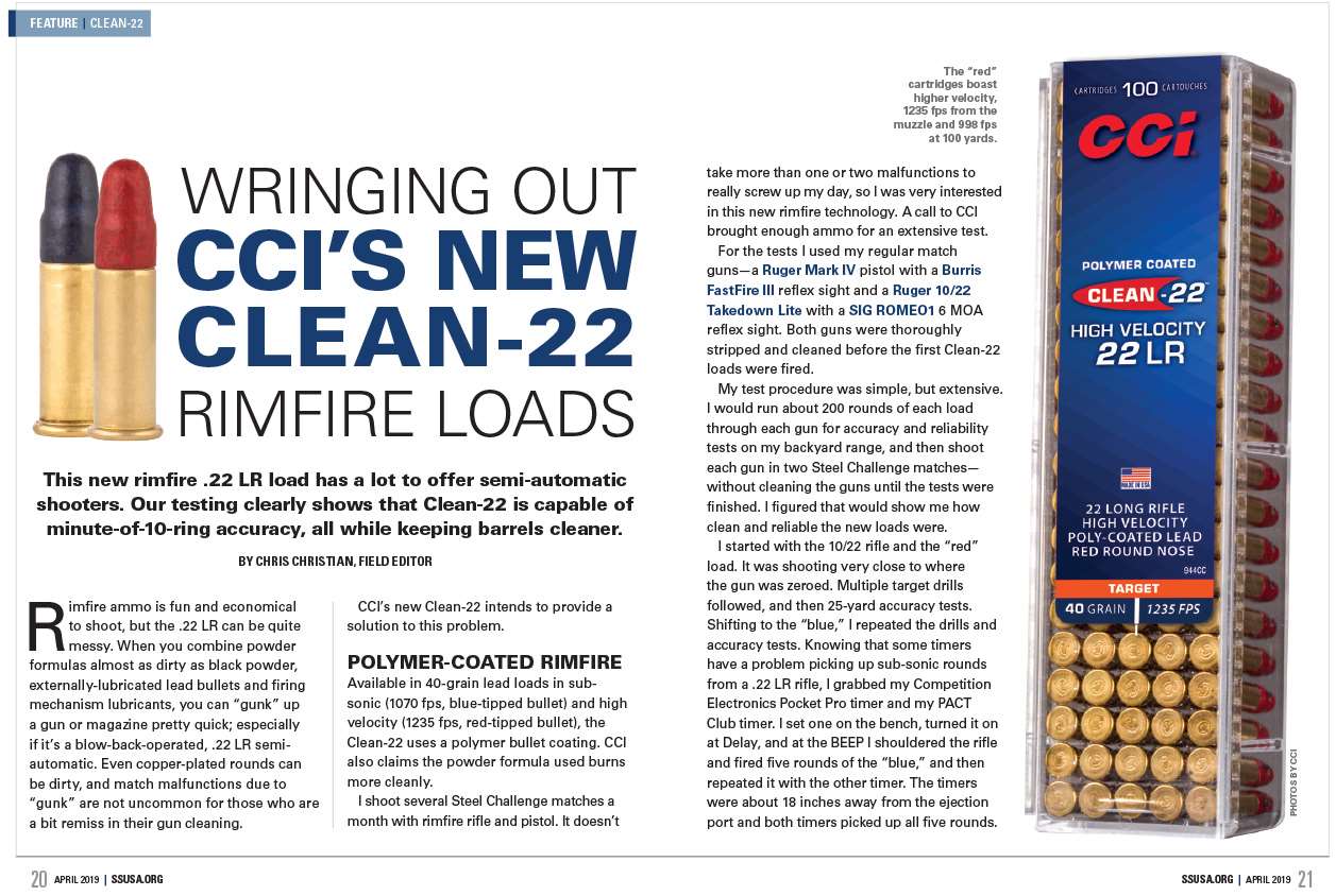 CCI Clean-22 rimfire loads