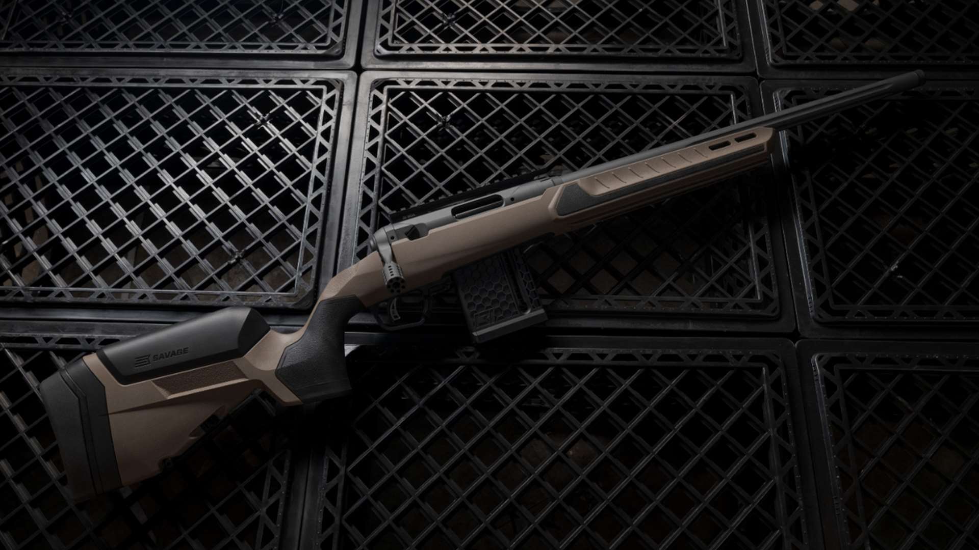 Savage Arms 110 RF Core Tactical .22 LR rifle right side profile showing full-size Model 110 action threaded barrel and 20-MOA Picatinny rail