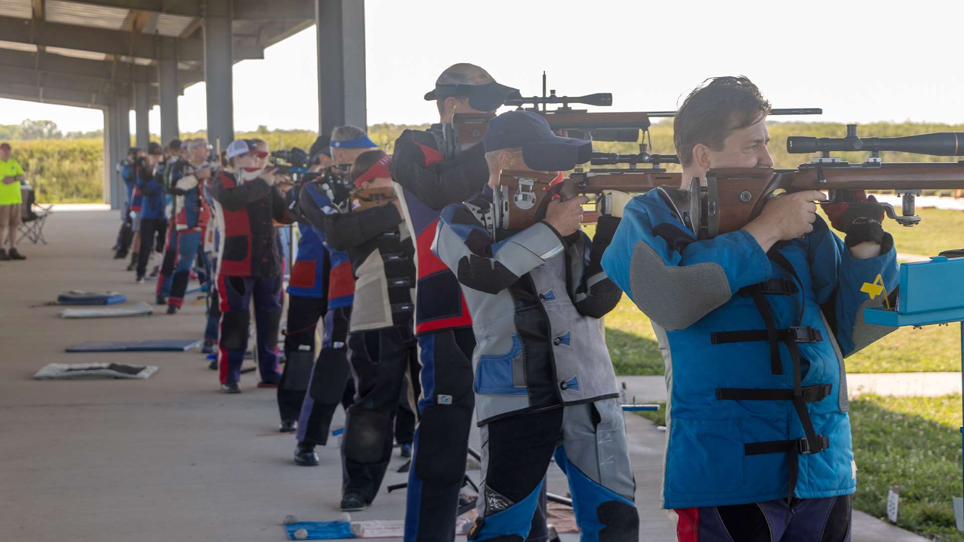 Smallbore standing shooters on firing line