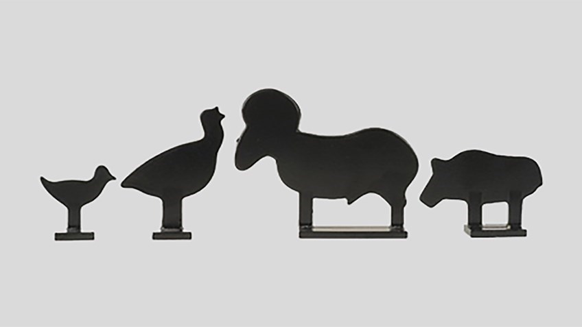 Silhouette targets: (l. to r.) chickens, turkeys, rams, pigs