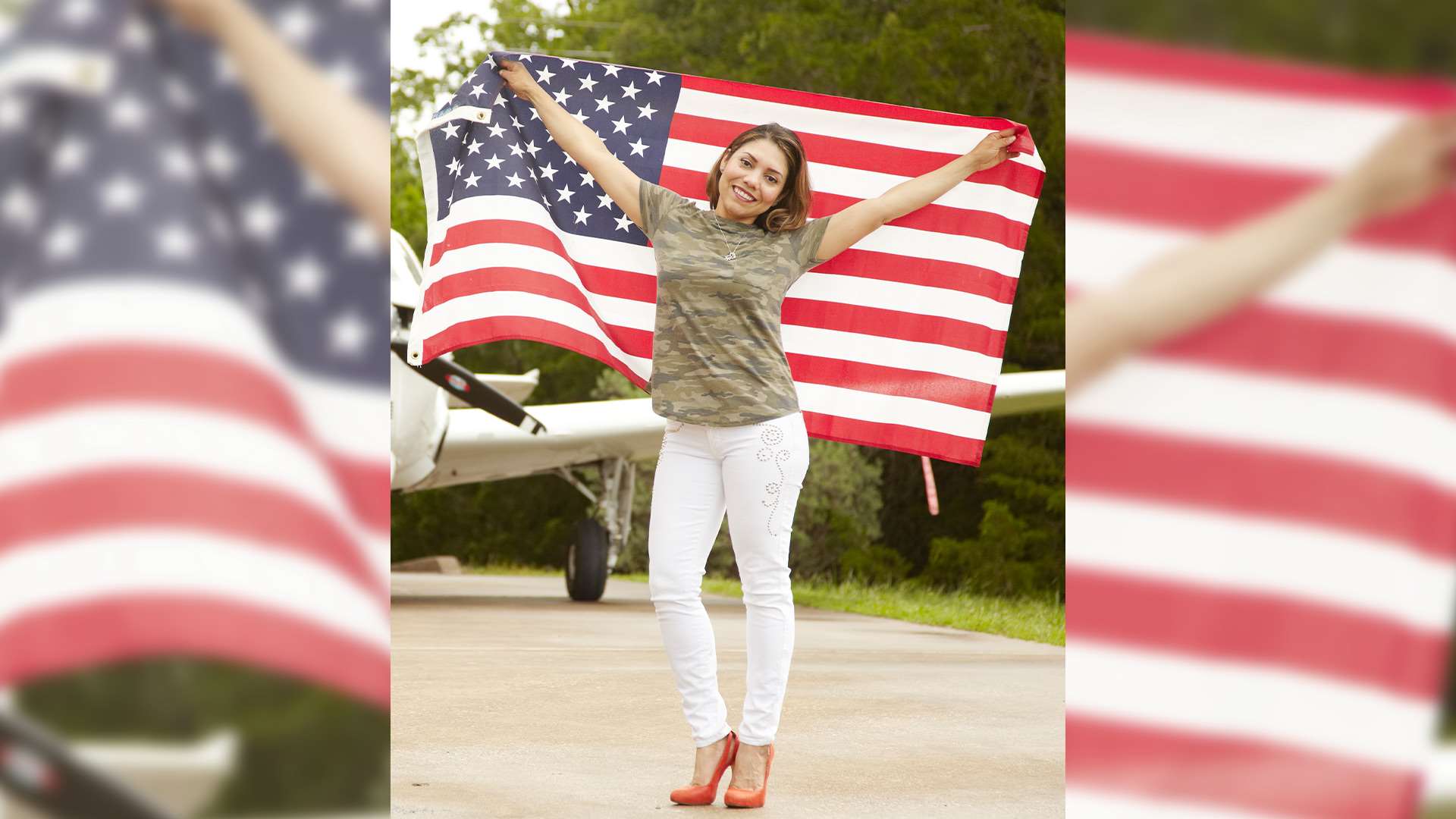 Gabby Franco with American flag