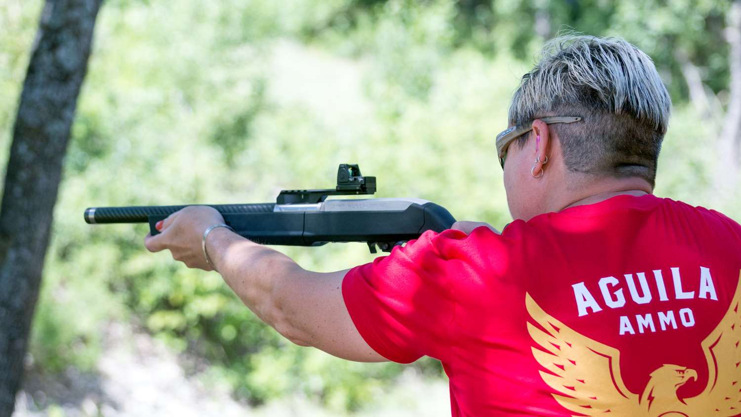 Michelle Cerino shoots her rimfire rifle at the 2018 Aguila Cup