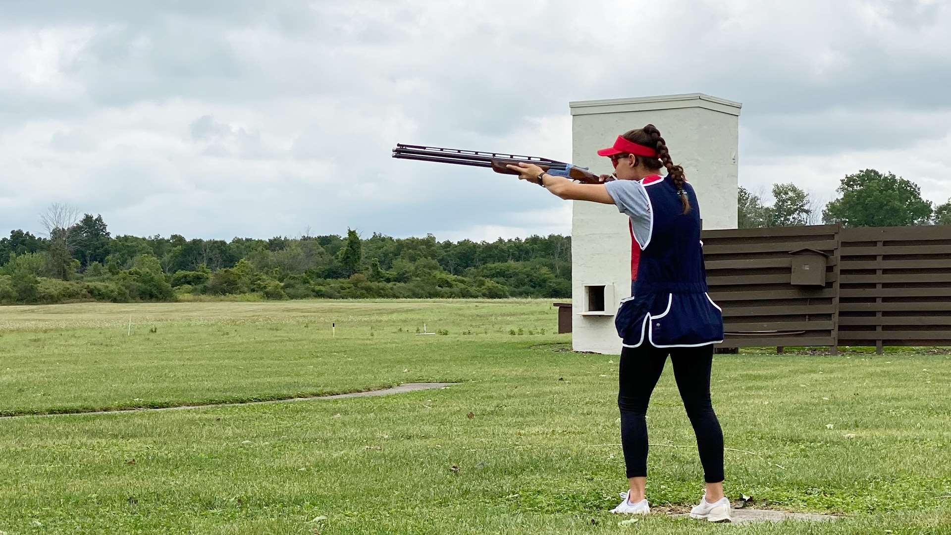 Amy Cawley with shotgun