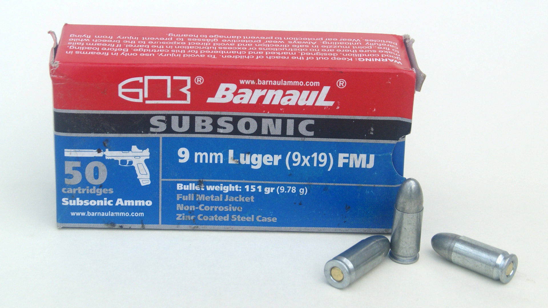 Barnaul 9 mm subsonic cartridges