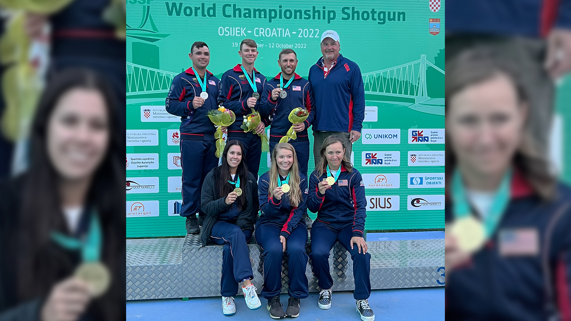 Team USA skeet shooters in Croatia with medals