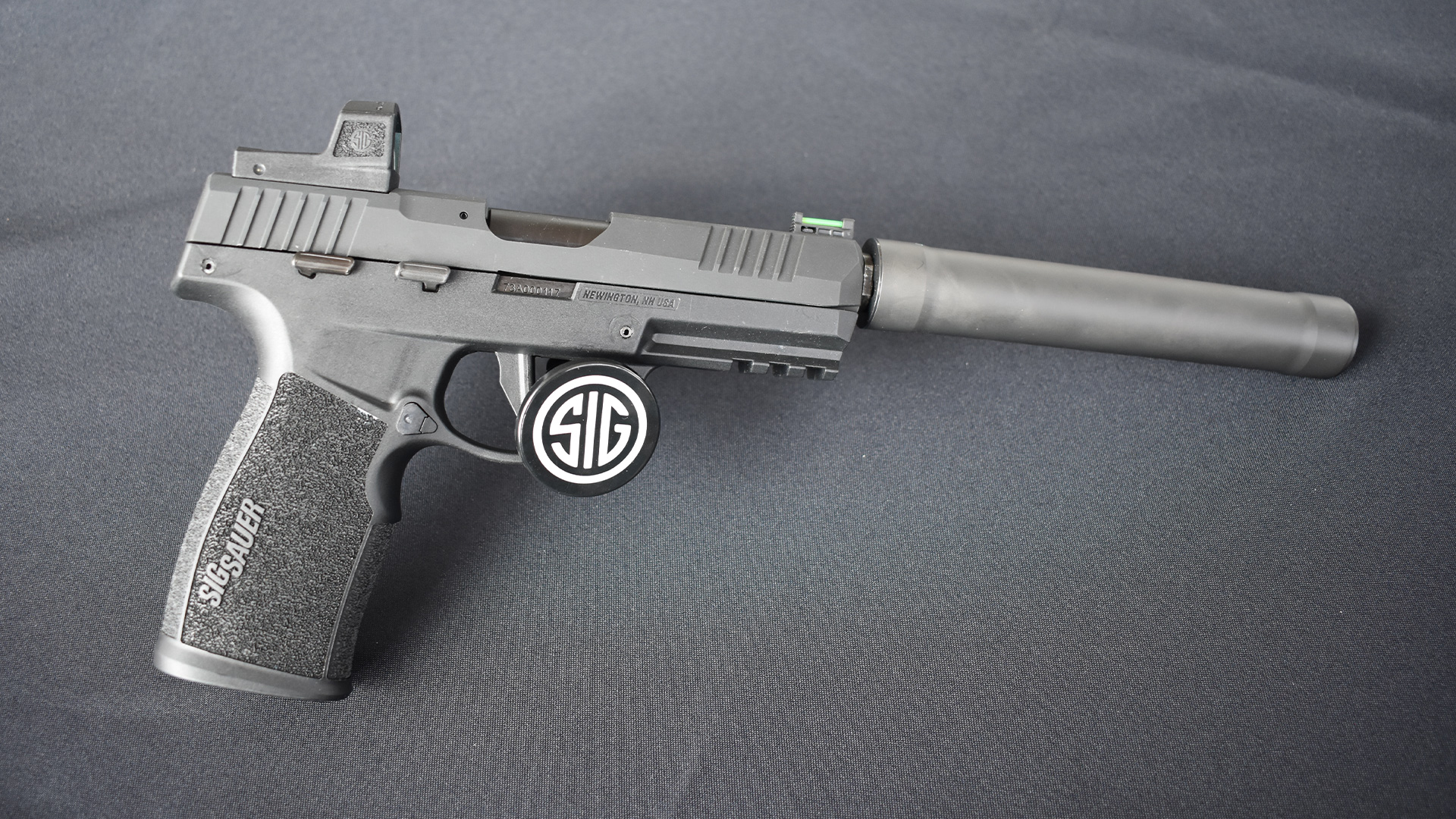 SIG SRD22X suppressor on rimfire pistol