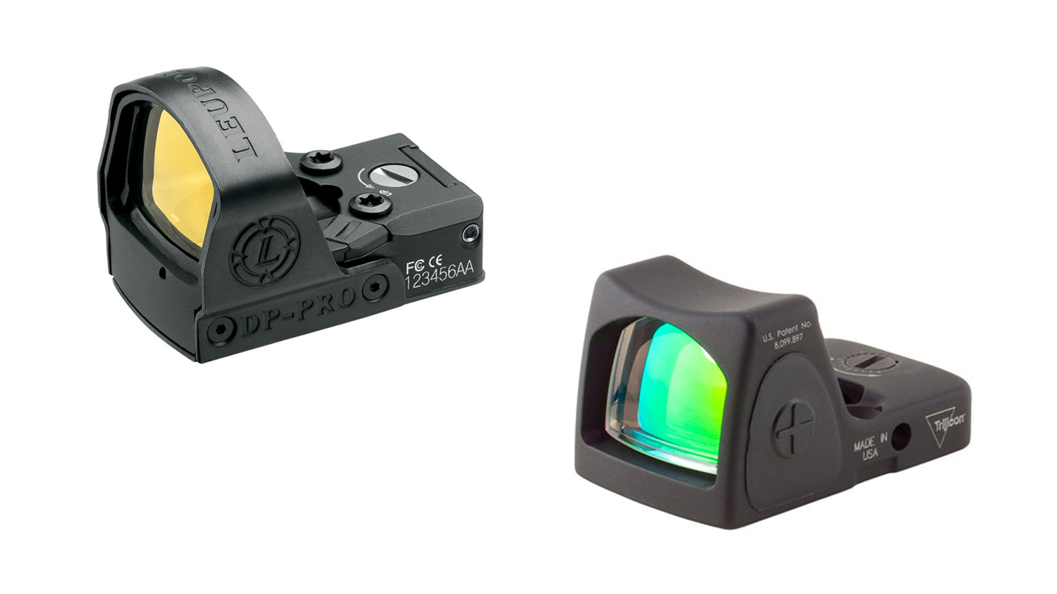 Popular USPSA Carry Optics sights: Leupold DeltaPoint Pro and Trijicon RMR