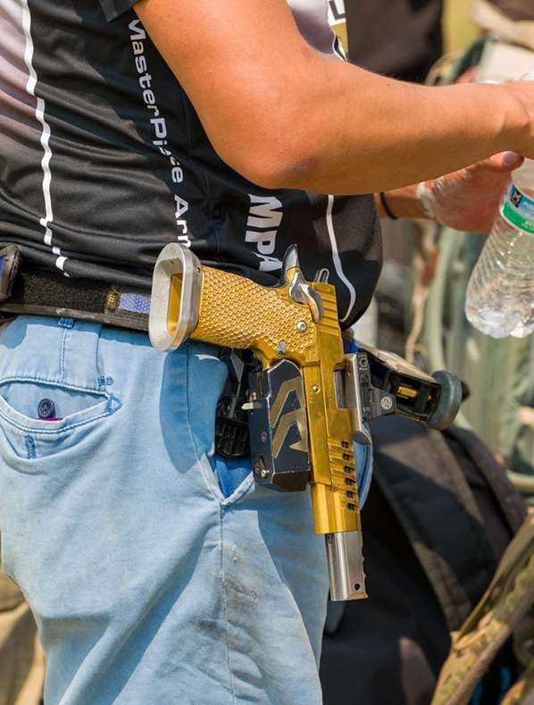 Mike Hwang with holstered MPA pistol