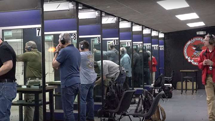 Firing line at NRA Range in Fairfax, Virginia.