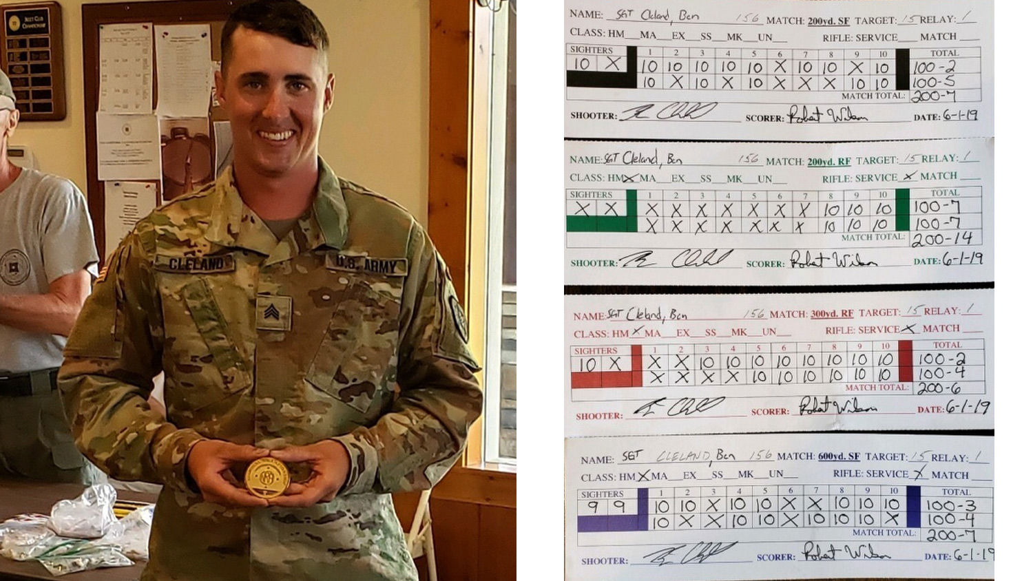 U.S. Army Sgt. Benjamin Cleland set a new service rifle national record after shooting an 800 at the 2019 Charlie Smart Memorial Regional.