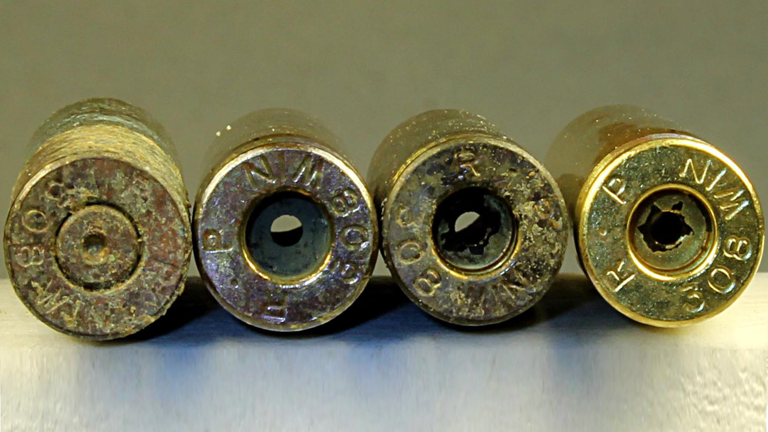 Cleaned primer pockets for .308 cartridge brass