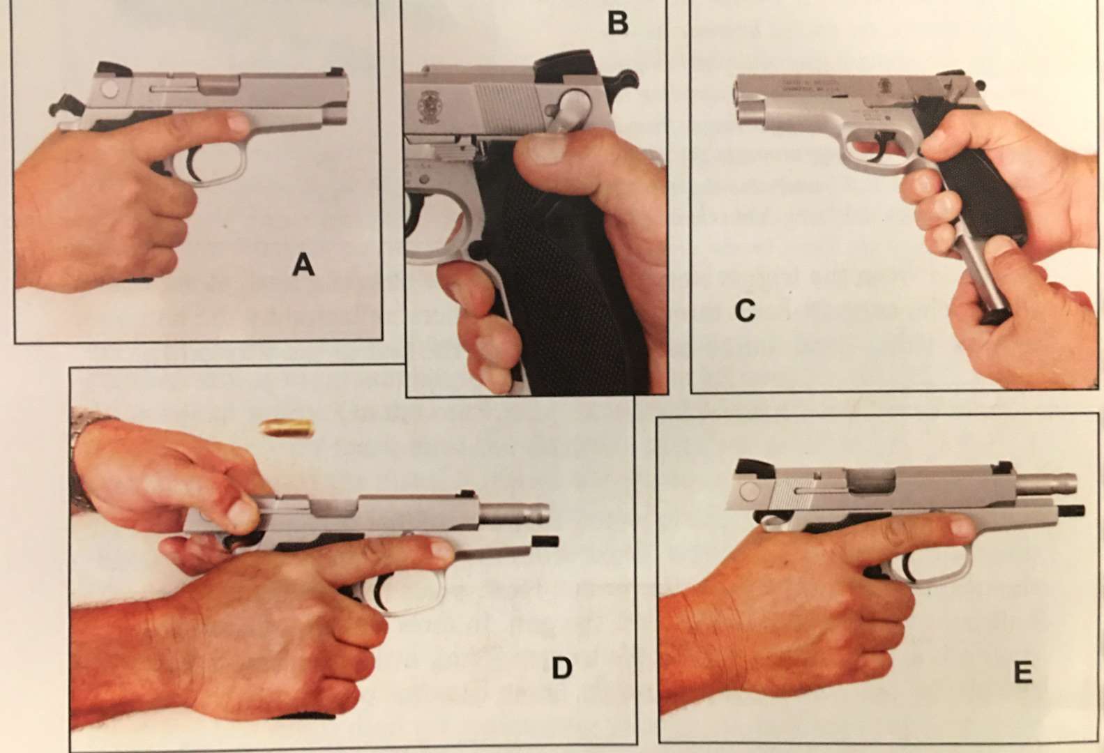 Unloading a semi-auto pistol