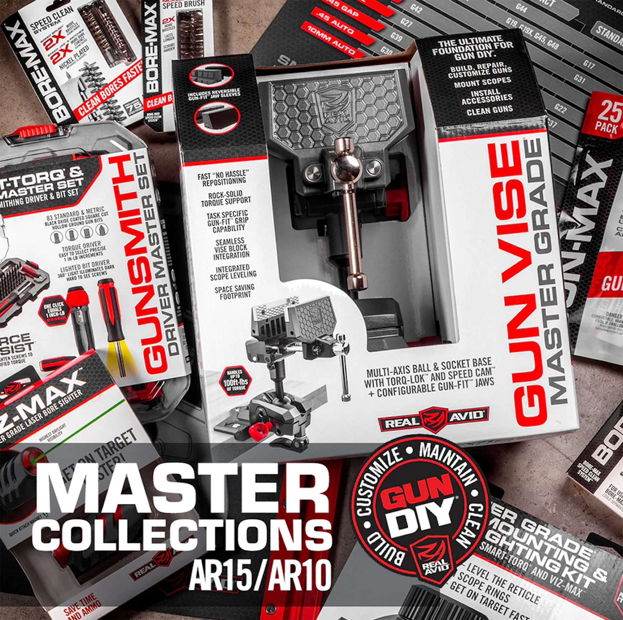 Real Avid's new AR-15 and AR-10 Master Collections with tooling and maintenance products.