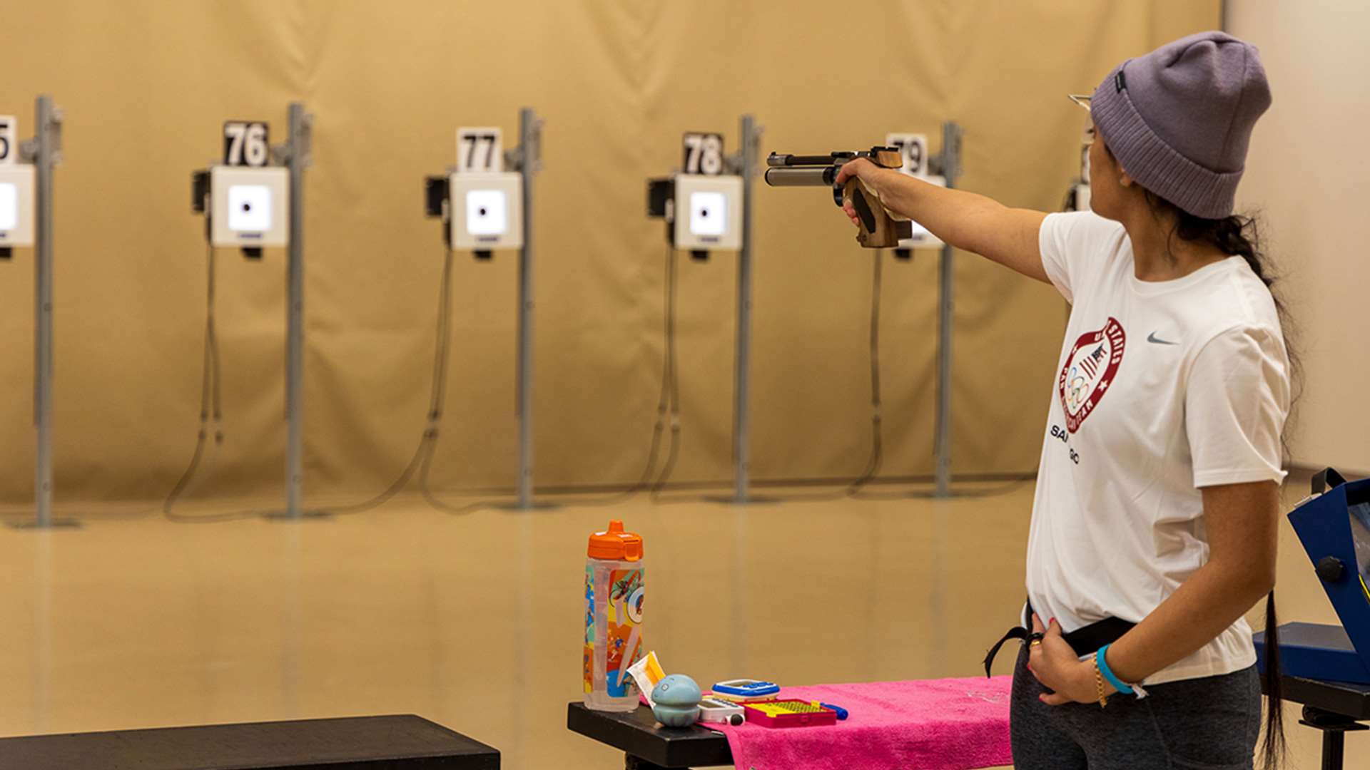 Suman Sanghera with air pistol