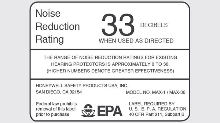 Noise Reduction Rating label