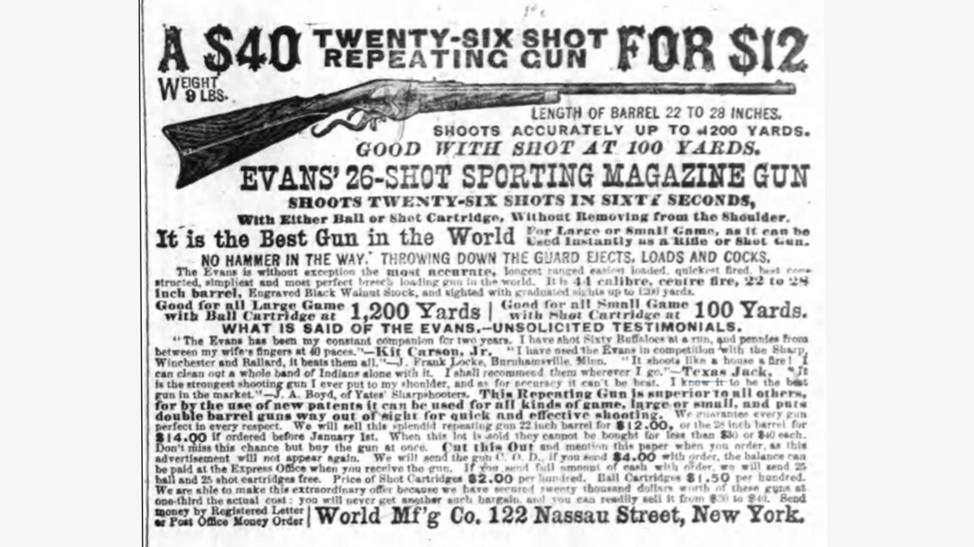 Evans Repeating Rifle classic advertisement