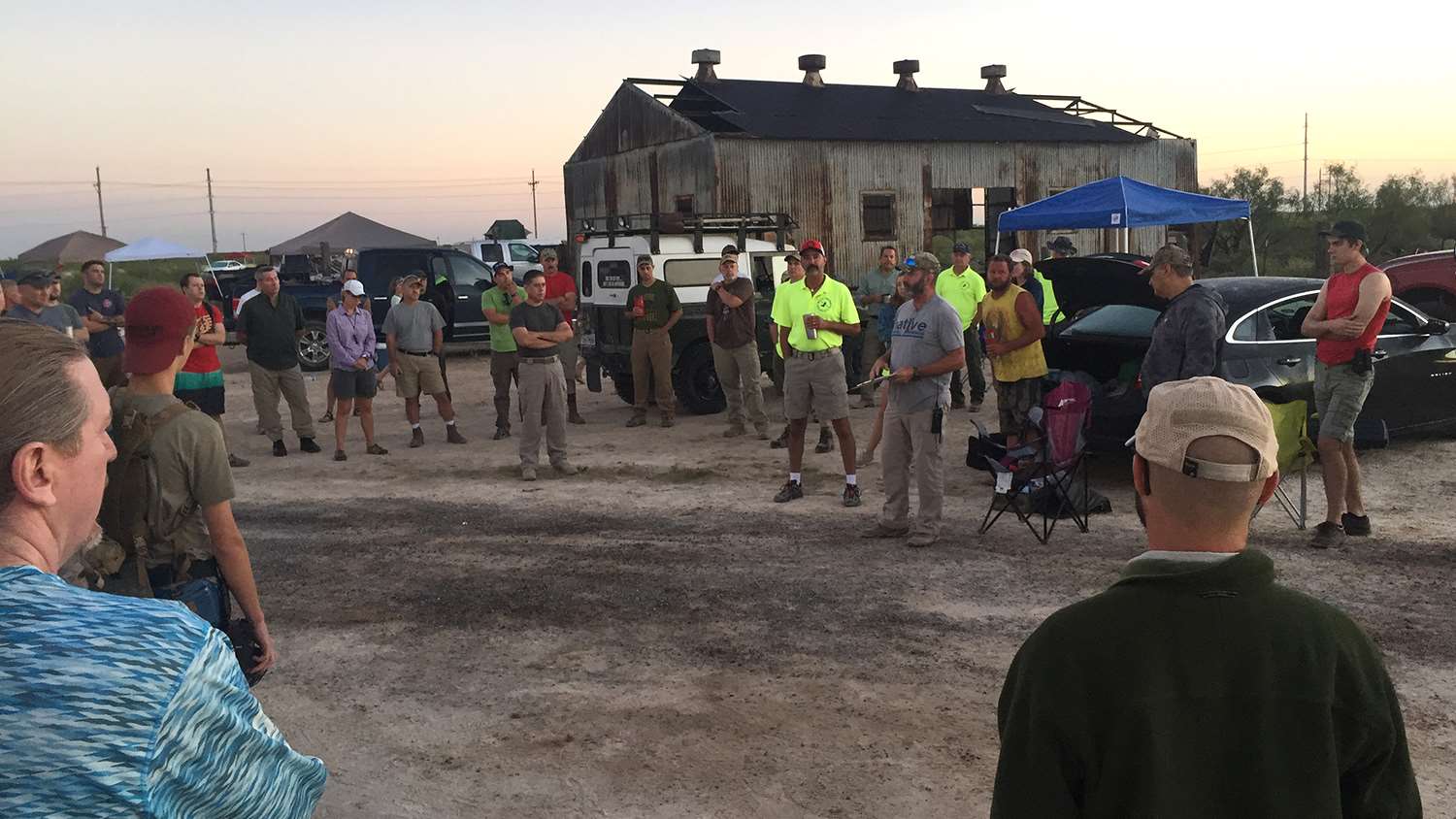 Range safety briefing at 2018 Pecos Run N&#x27; Gun