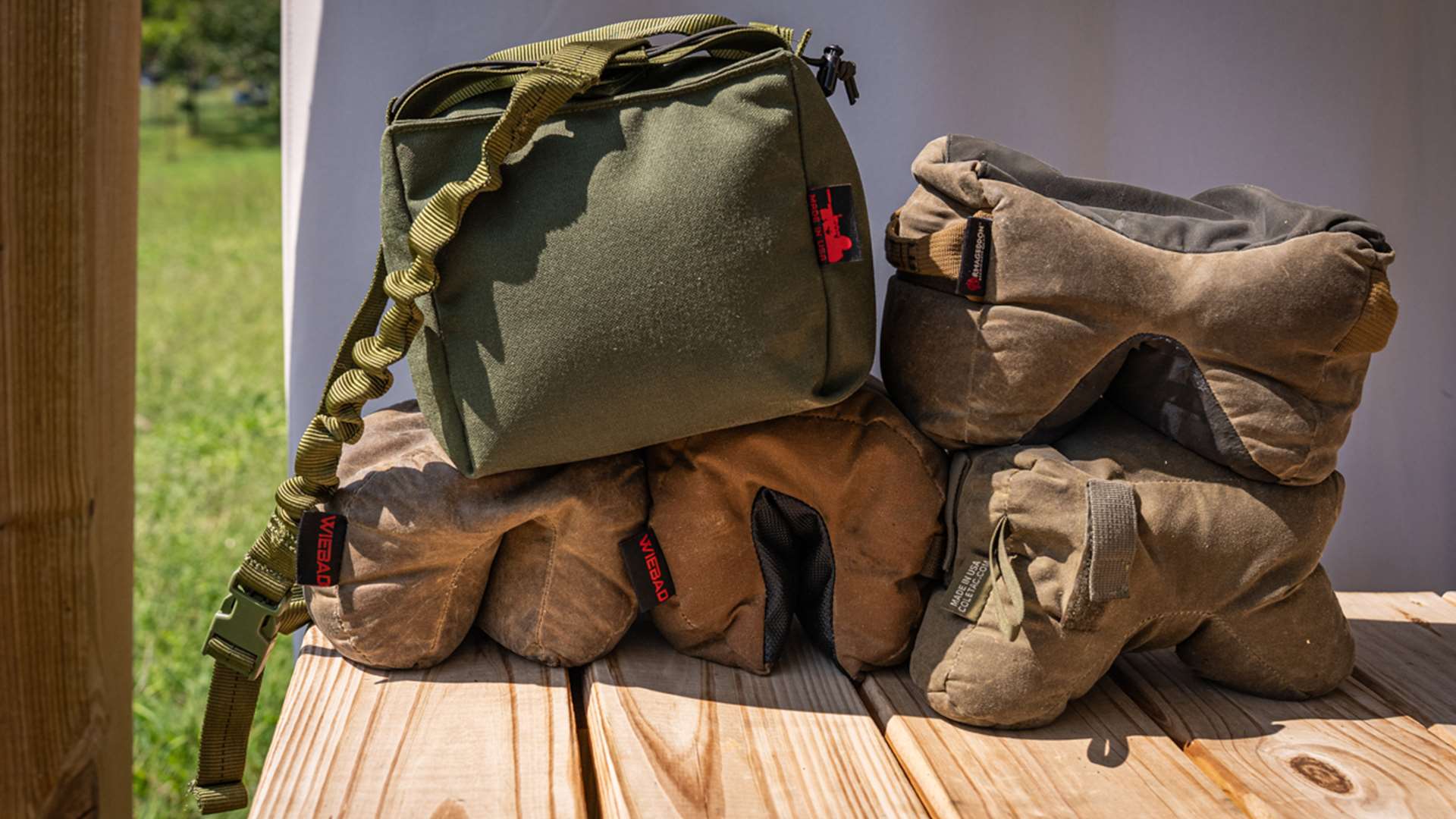 Precision rifle shooting support bags